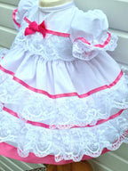 DREAM 0-5 years  baby girls lace and ribbon layers traditional frilly netted dress