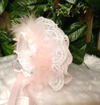 DREAM 0-3 year baby girl frilly bonnet pink white gold red peach or reborn dolls