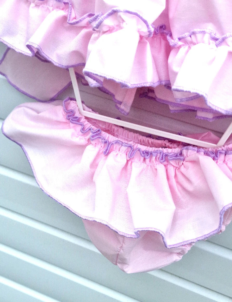 DREAM 0-8 YEARS baby girls  Spanish tie belt long top and full frilled knickers