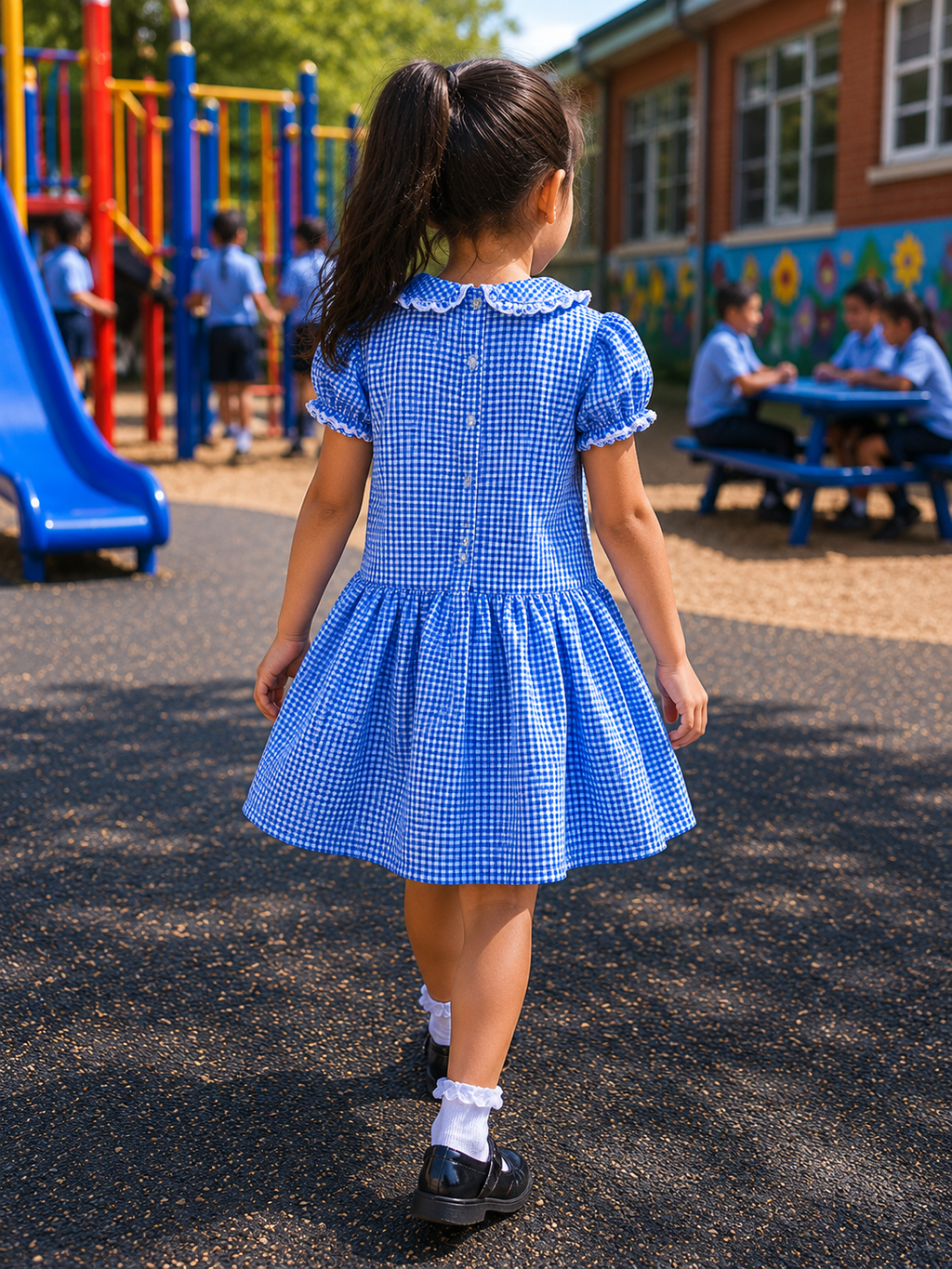 Delph drop waist gingham school uniform lined dress 6 colours 0-10 years
