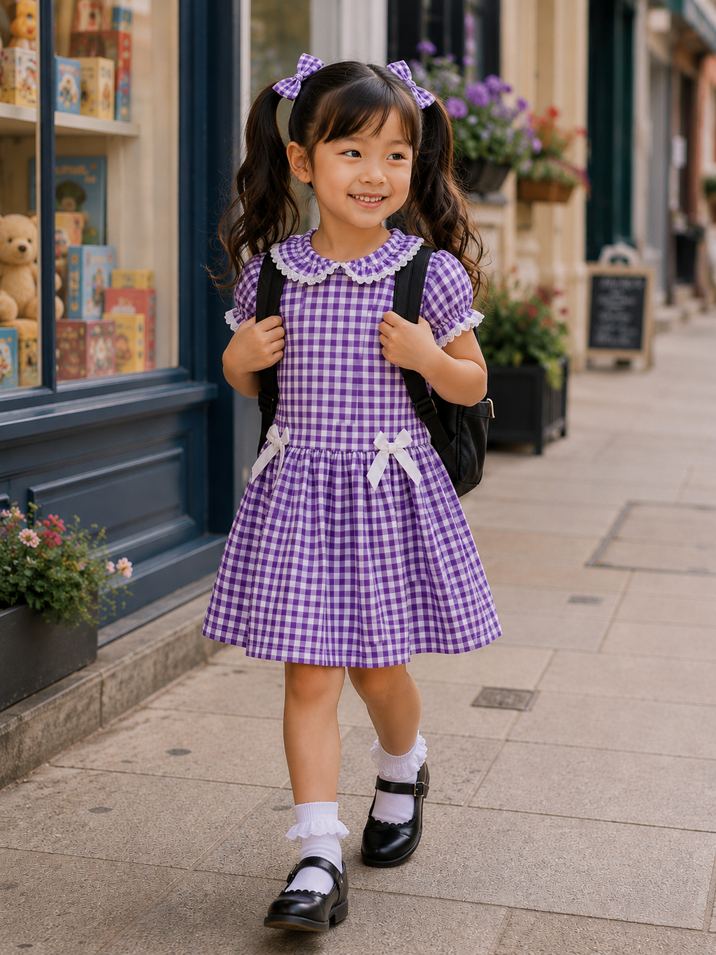 Delph drop waist gingham school uniform lined dress 6 colours 0-10 years
