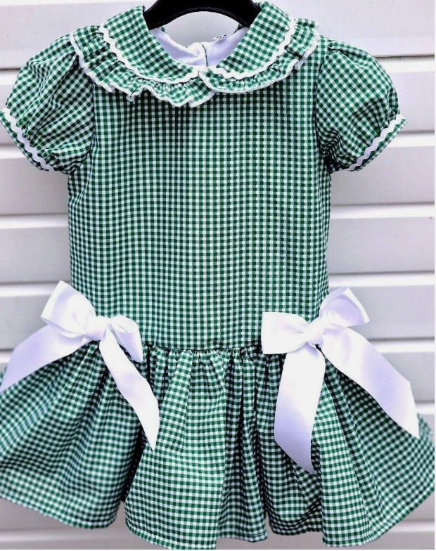 Delph drop waist gingham school uniform lined dress 6 colours 0-10 years