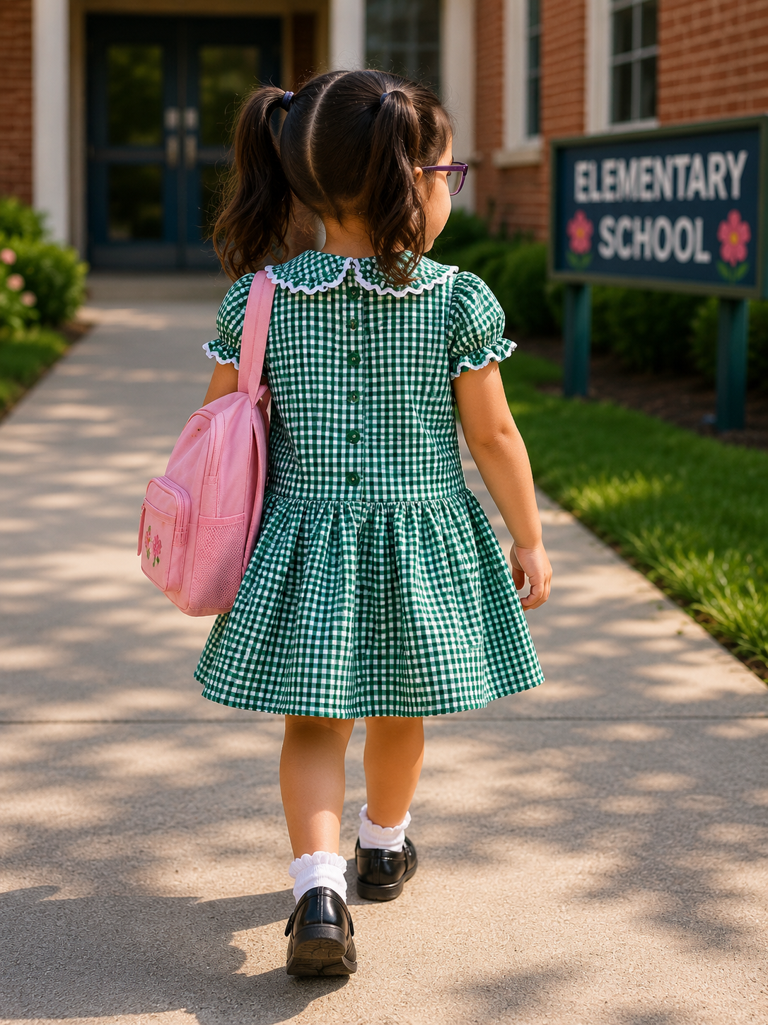 Delph drop waist gingham school uniform lined dress 6 colours 0-10 years