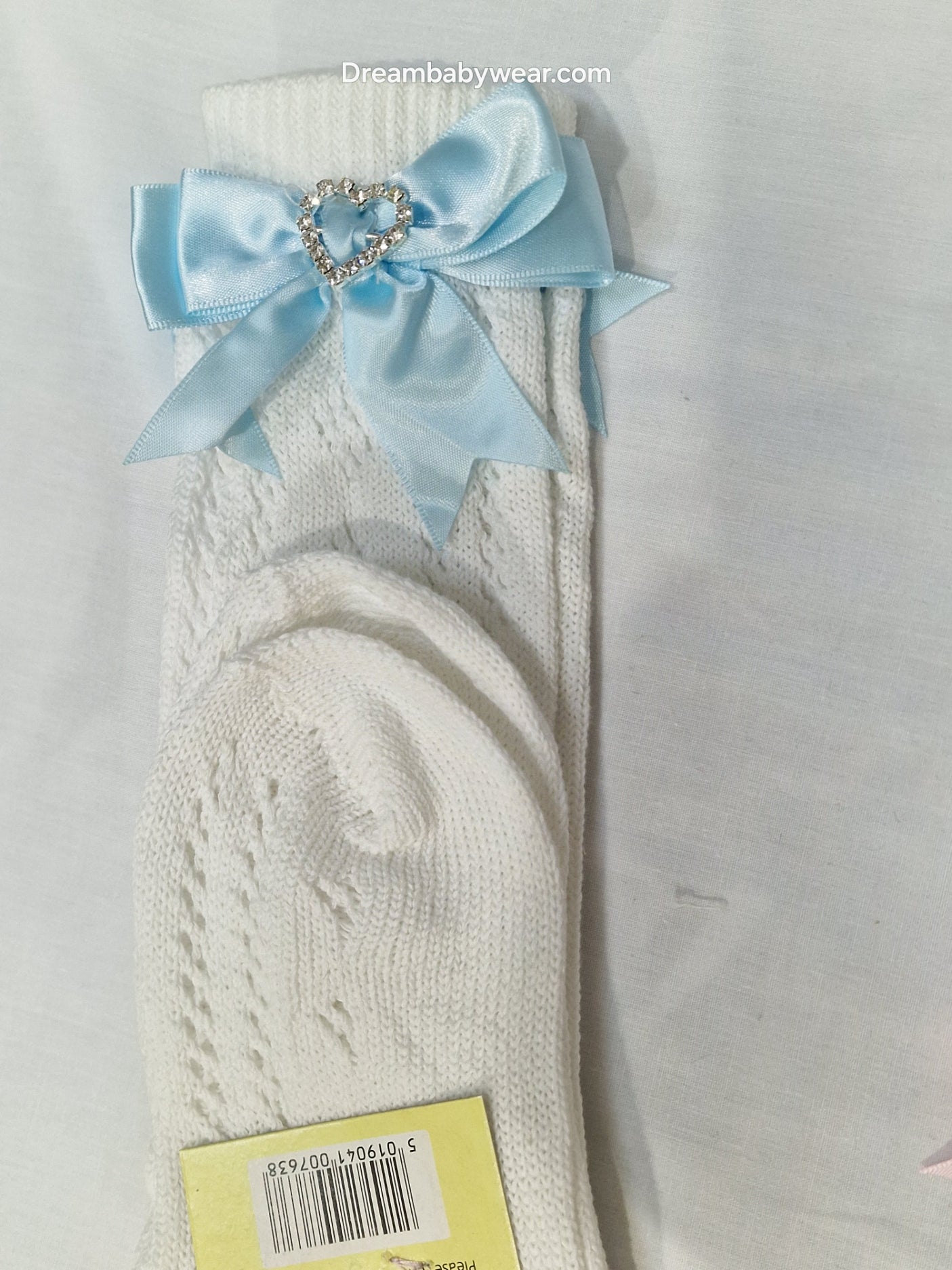 Diamante ribbon bow white knee high socks limited edition