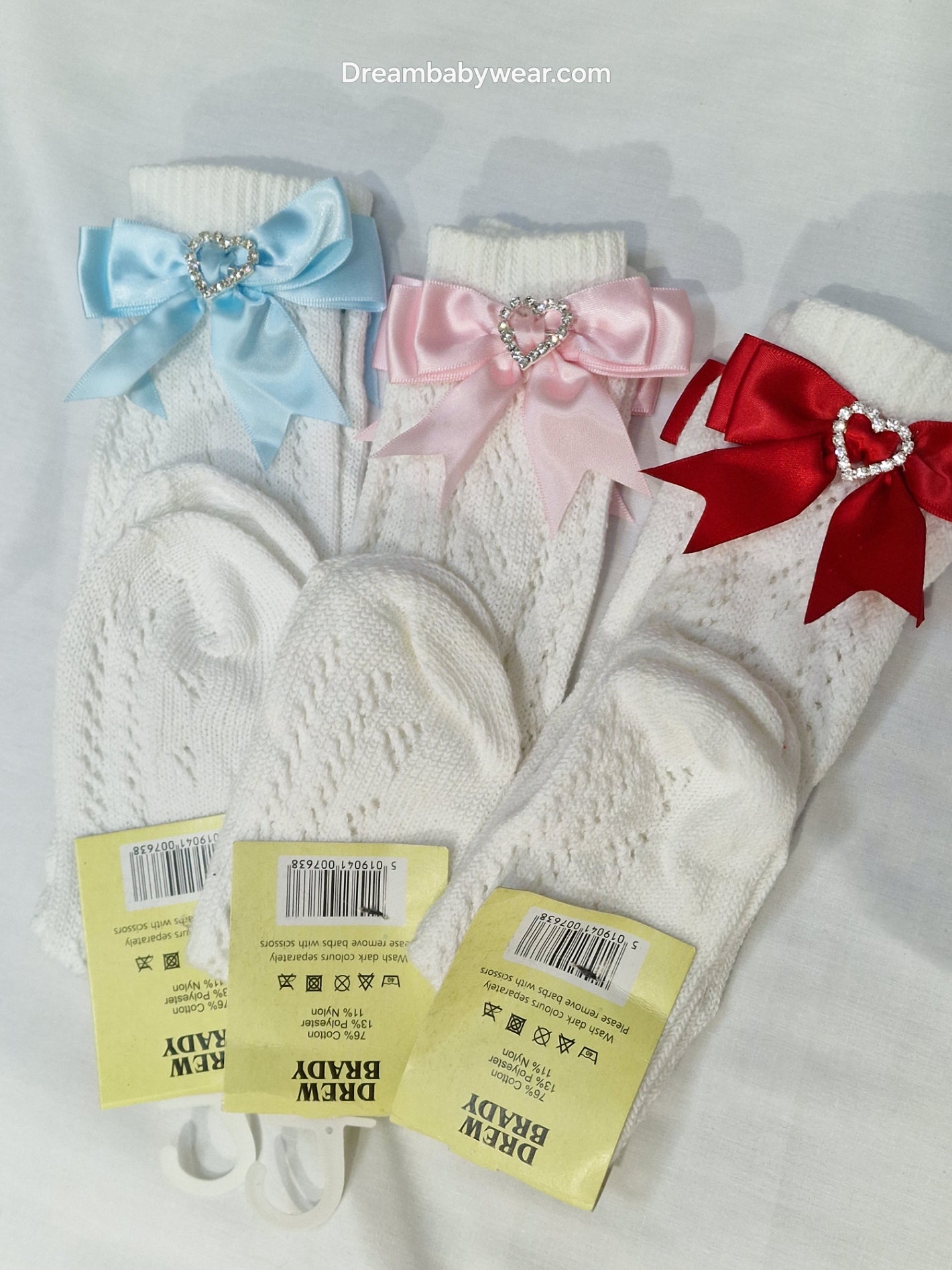 Diamante ribbon bow white knee high socks limited edition