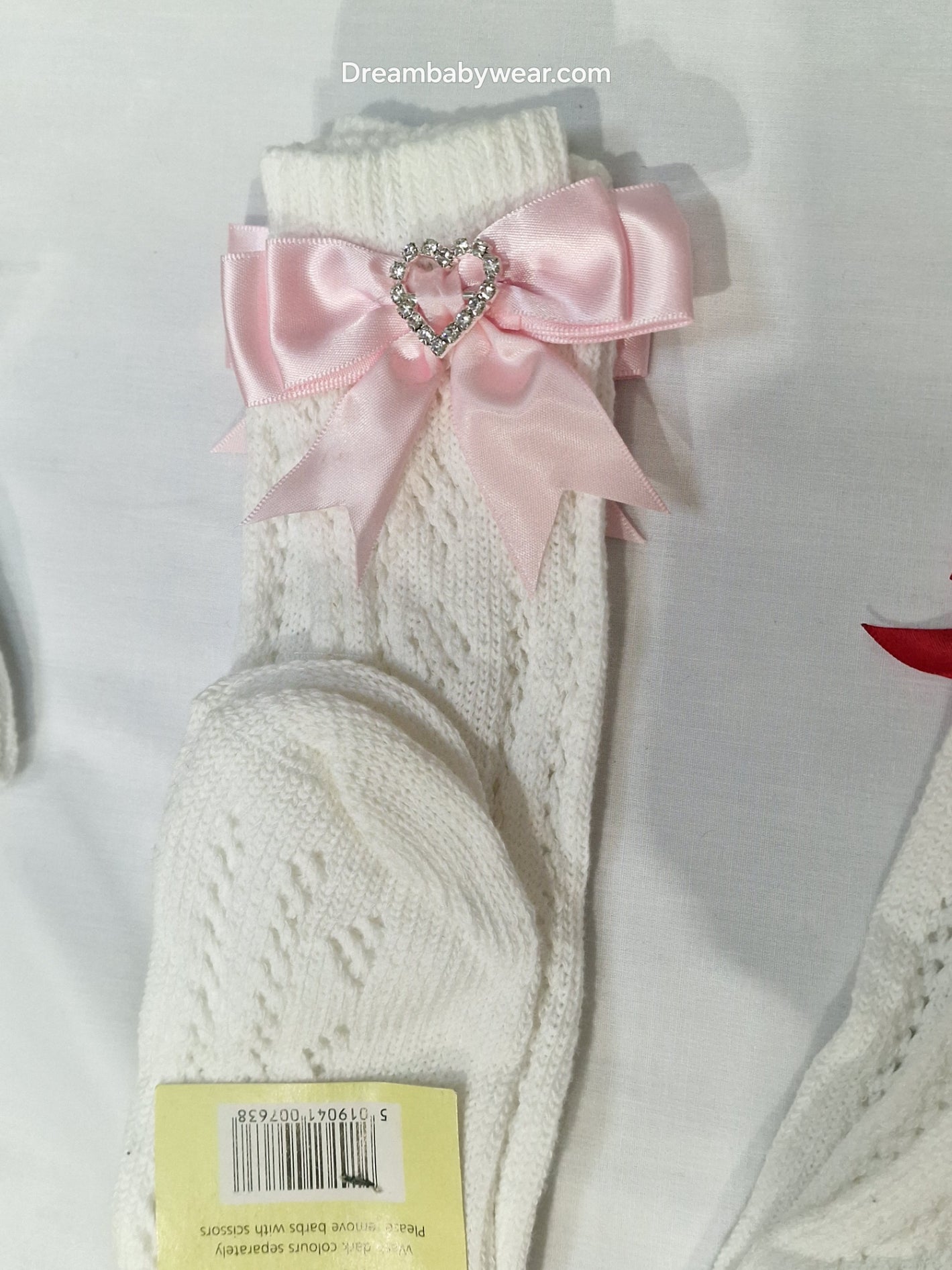 Diamante ribbon bow white knee high socks limited edition