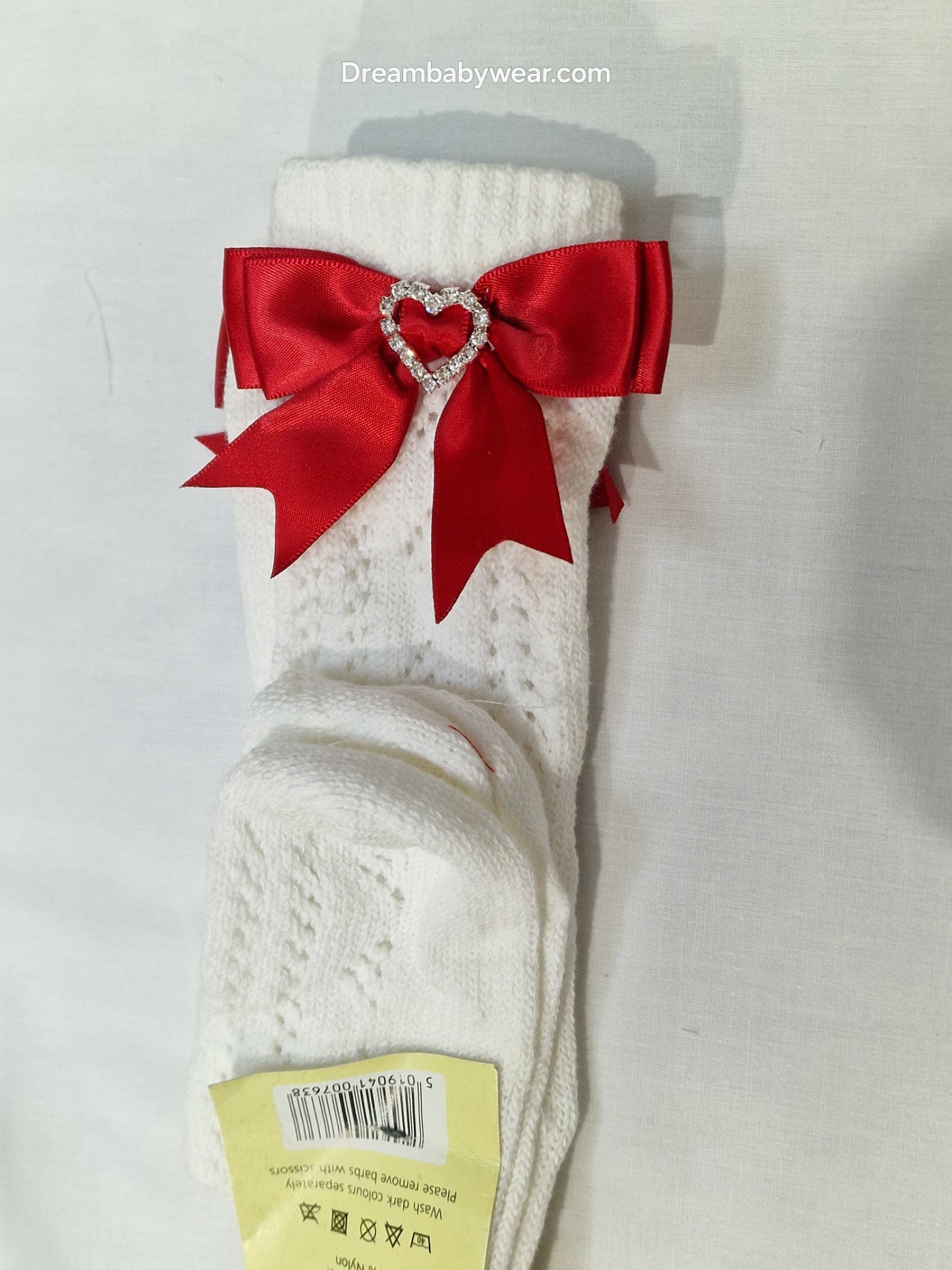 Diamante ribbon bow white knee high socks limited edition