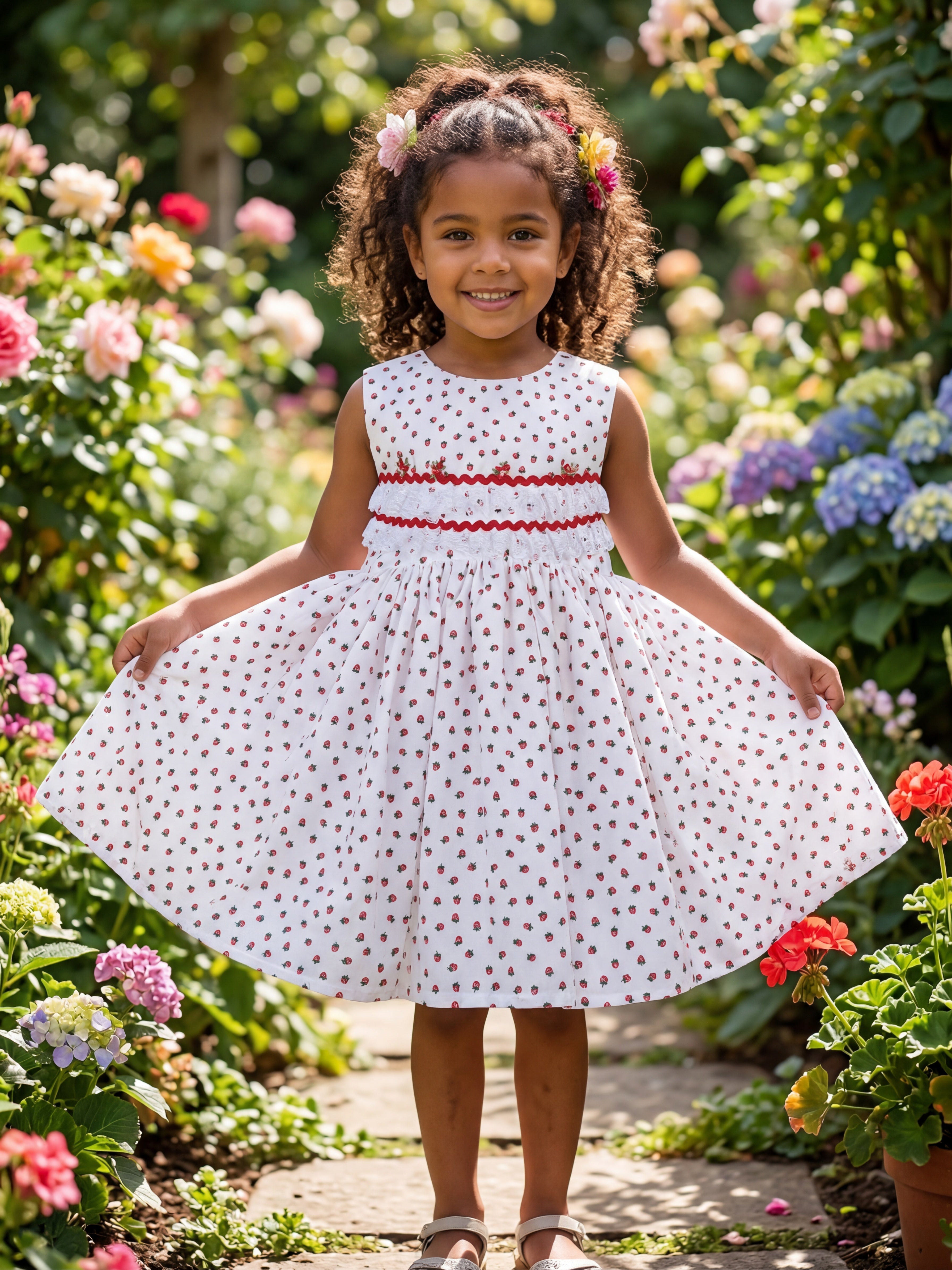 ROSIE Strawberry print summer lined dress