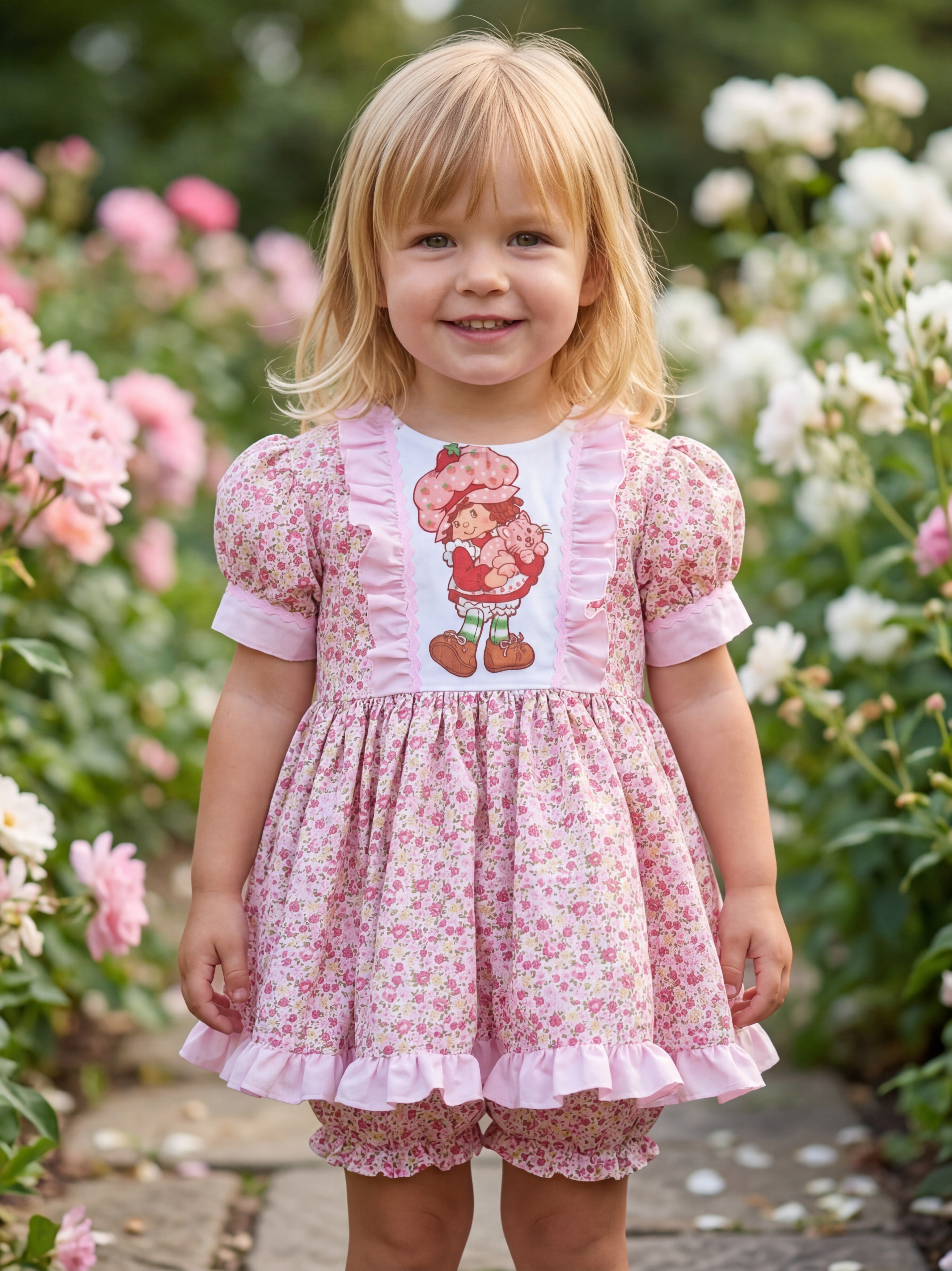 Strawberry Shortcake print summer top bloomers  2 piece set 0-10 years