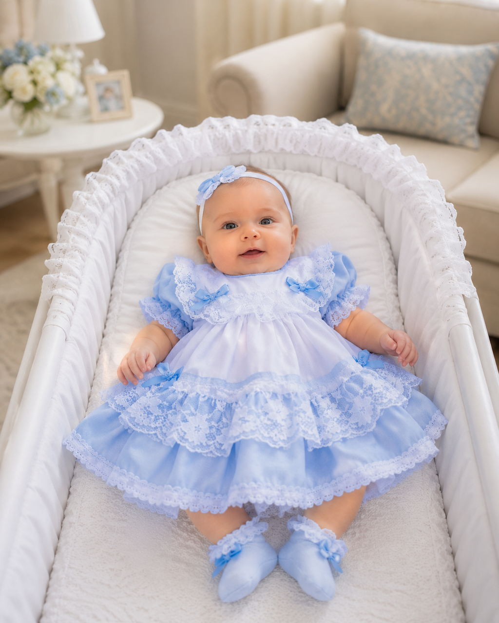 Vintage traditional frilly netted  dress 8 colours 0-5 years