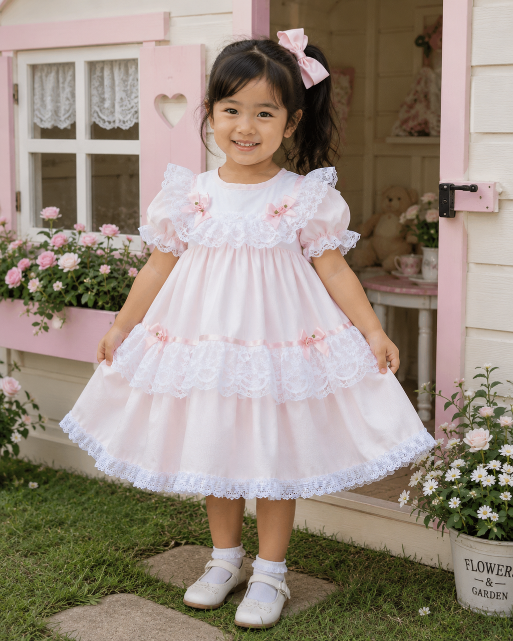 Vintage traditional frilly netted  dress 8 colours 0-5 years