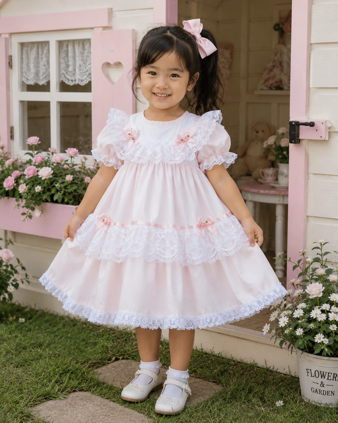 Vintage traditional frilly netted  dress 8 colours 0-5 years
