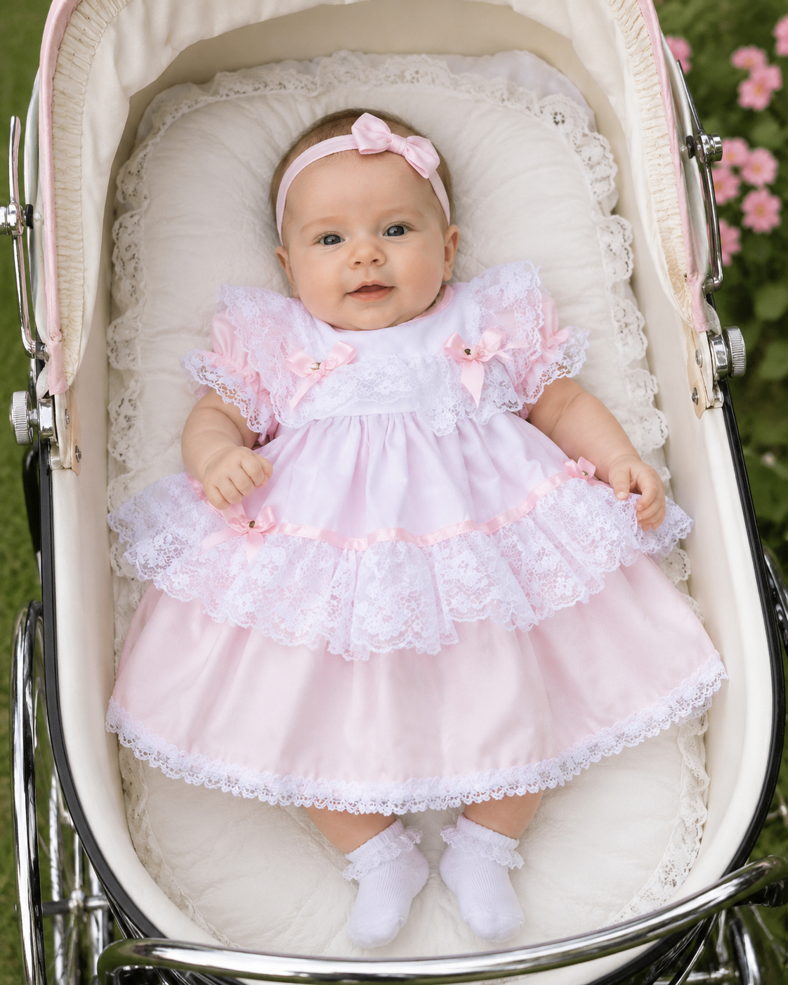 Vintage traditional frilly netted  dress 8 colours 0-5 years