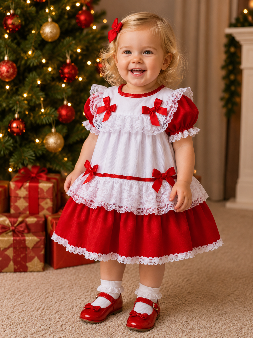 Vintage traditional frilly netted  dress 8 colours 0-5 years