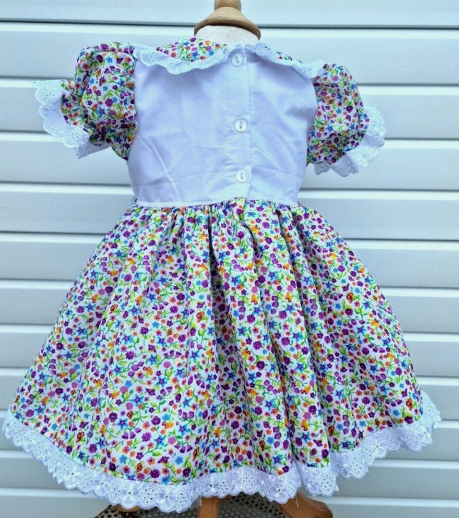 SALE 6-12 months multi print trditional vintage dress