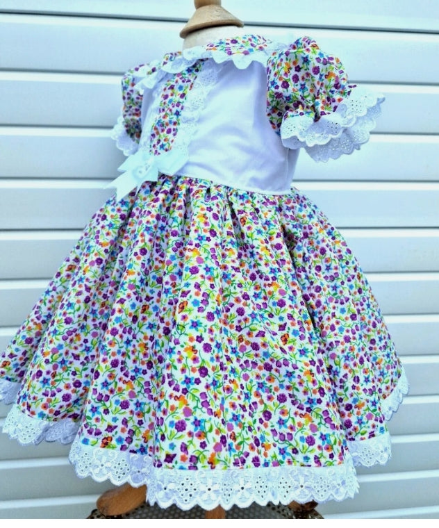 SALE 6-12 months multi print trditional vintage dress